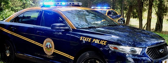 a blue West Virginia state police cruiser