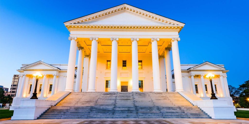 front view of the Virginia state capitol building