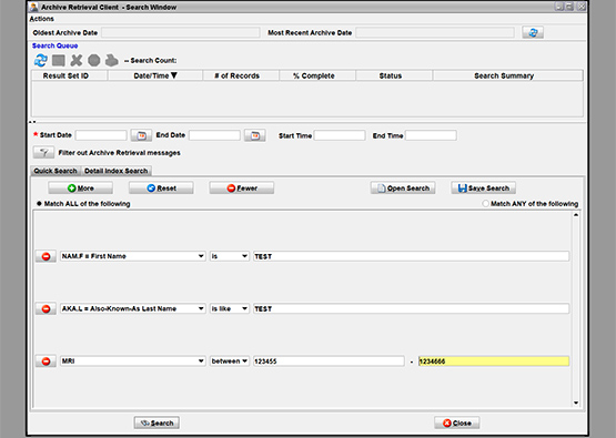 OpenFox® Archive 3 search functionality