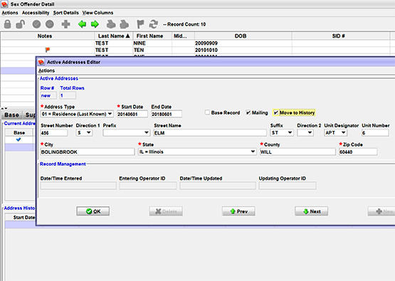 OpenFox® Sex Offender Registry address editor