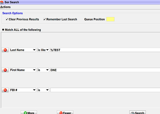 OpenFox® Sex Offender Registry search functionality