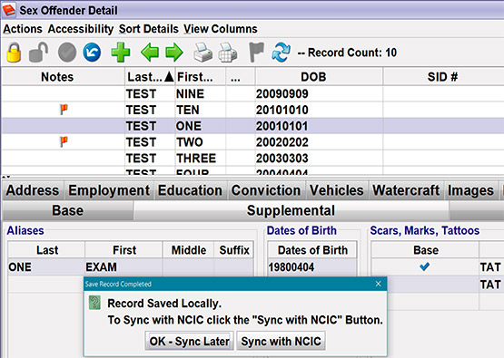 search query demonstration for the OpenFox® Sex Offender Registry system