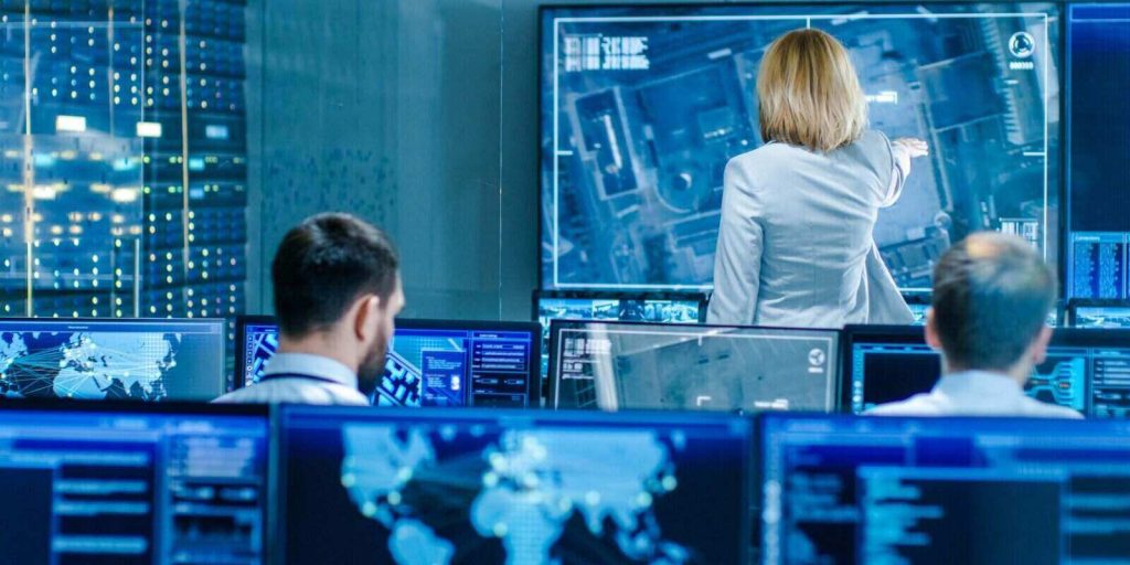 government surveillance facility team of officers organize interception plan