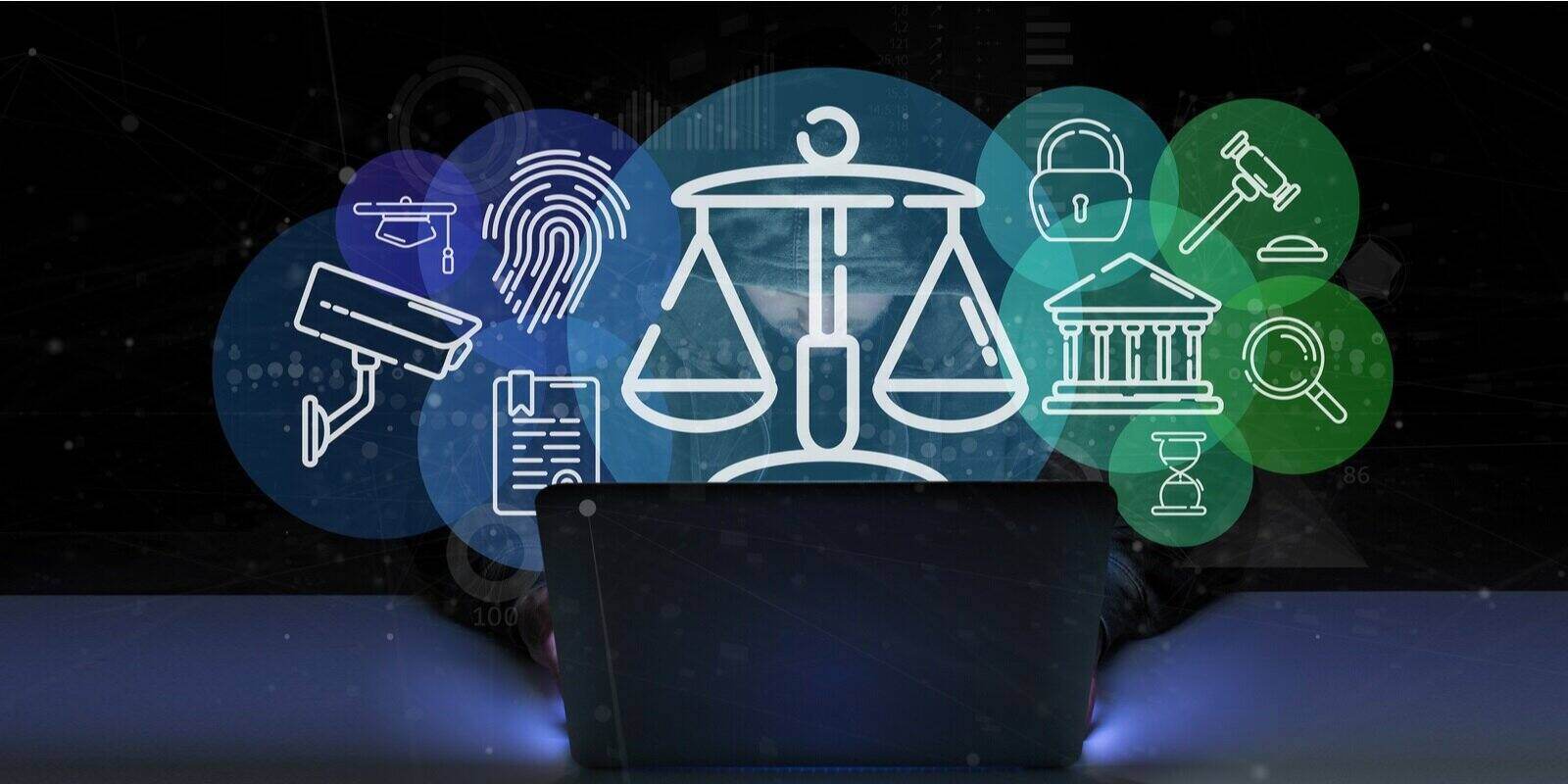 an holding Cloud of justice and law icon bubble with data 3d rendering