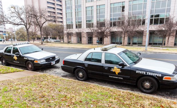 Texas State troopers cars parked