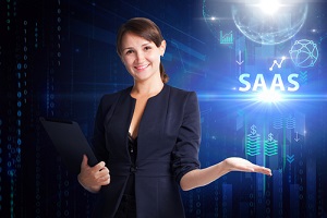 girl hand with saas concept