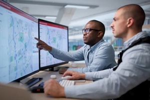 police officers working on a maps based system
